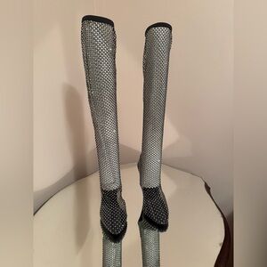 Saint Laurent Koller Rhinestone Mesh Boots
Heeled Shoes Size 37 (US 7)